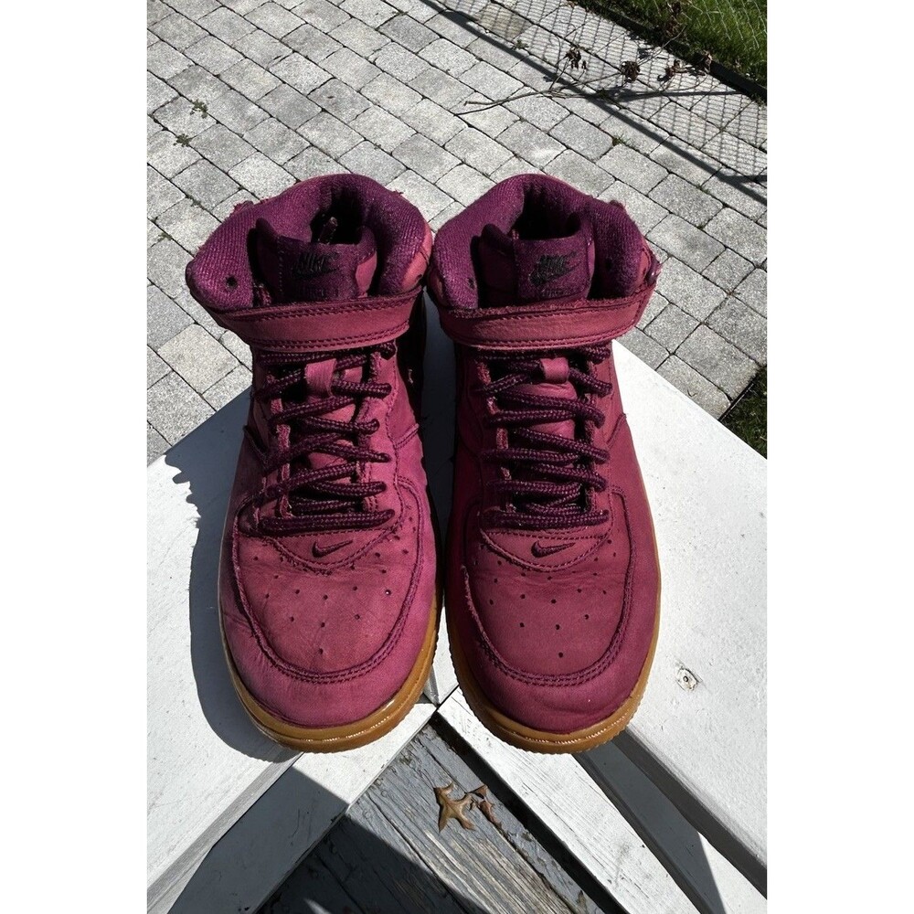 Nike Air Force 1 Mid Youth Burgundy Suede Gum Sole Size 3Y EU 35 AH0758-600